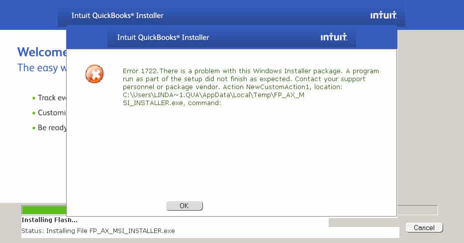 Quickbooks Install Error 1722